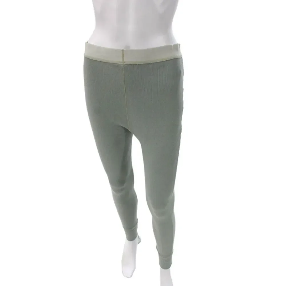 Skims Women Ankle Leggings Green Cotton Solid Size L